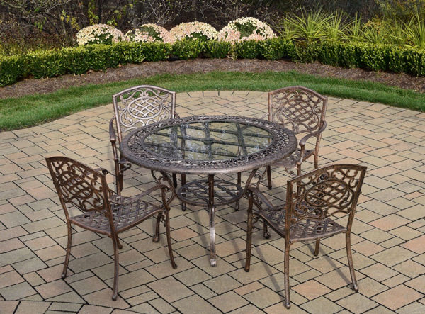 Patio Store. Mississippi Cast Aluminum 5 Pc. Patio Dining set with